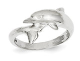Ladies 14K White Gold Polished Dolphin Ring